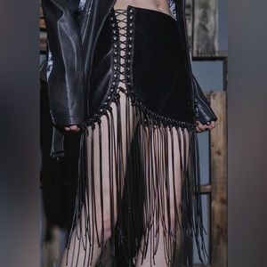Flanger Fringe Vegan Leather Skirt - Darker Wavs